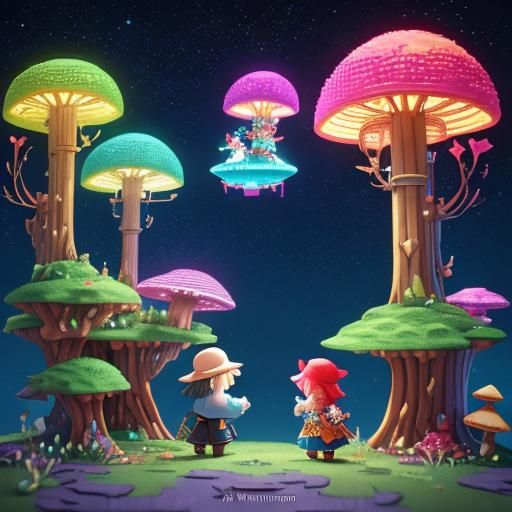 Children in Minecraft Outfits in Whimsical Anime World