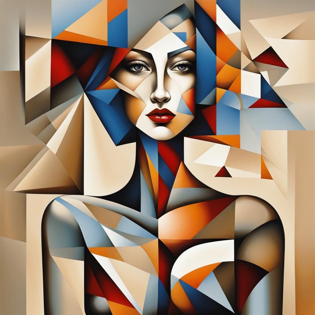 Attractive Woman in Cubist Surrealist Style