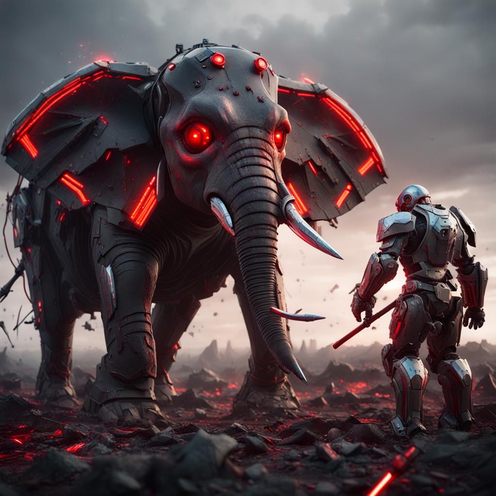 Knight vs. Elephant in Sci-Fi Apocalypse