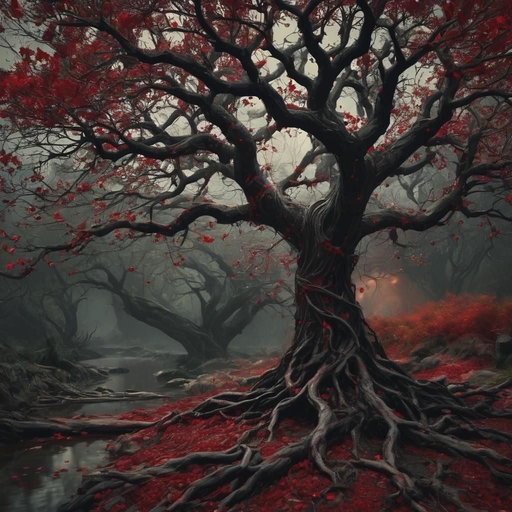 Blood Tree in Hell: Dark Fantasy Concept Art