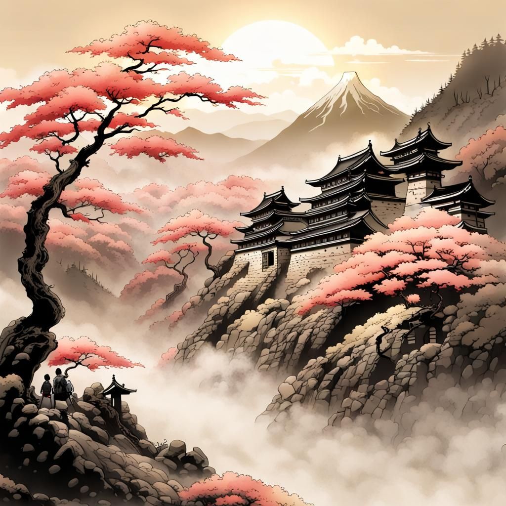 Mystical Japanese Mountain Fortress: Samurai Era
