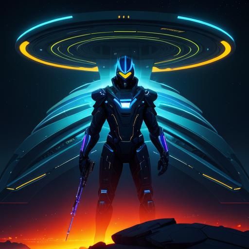 Heroic Teen in Futuristic Suit, Low-Poly Art