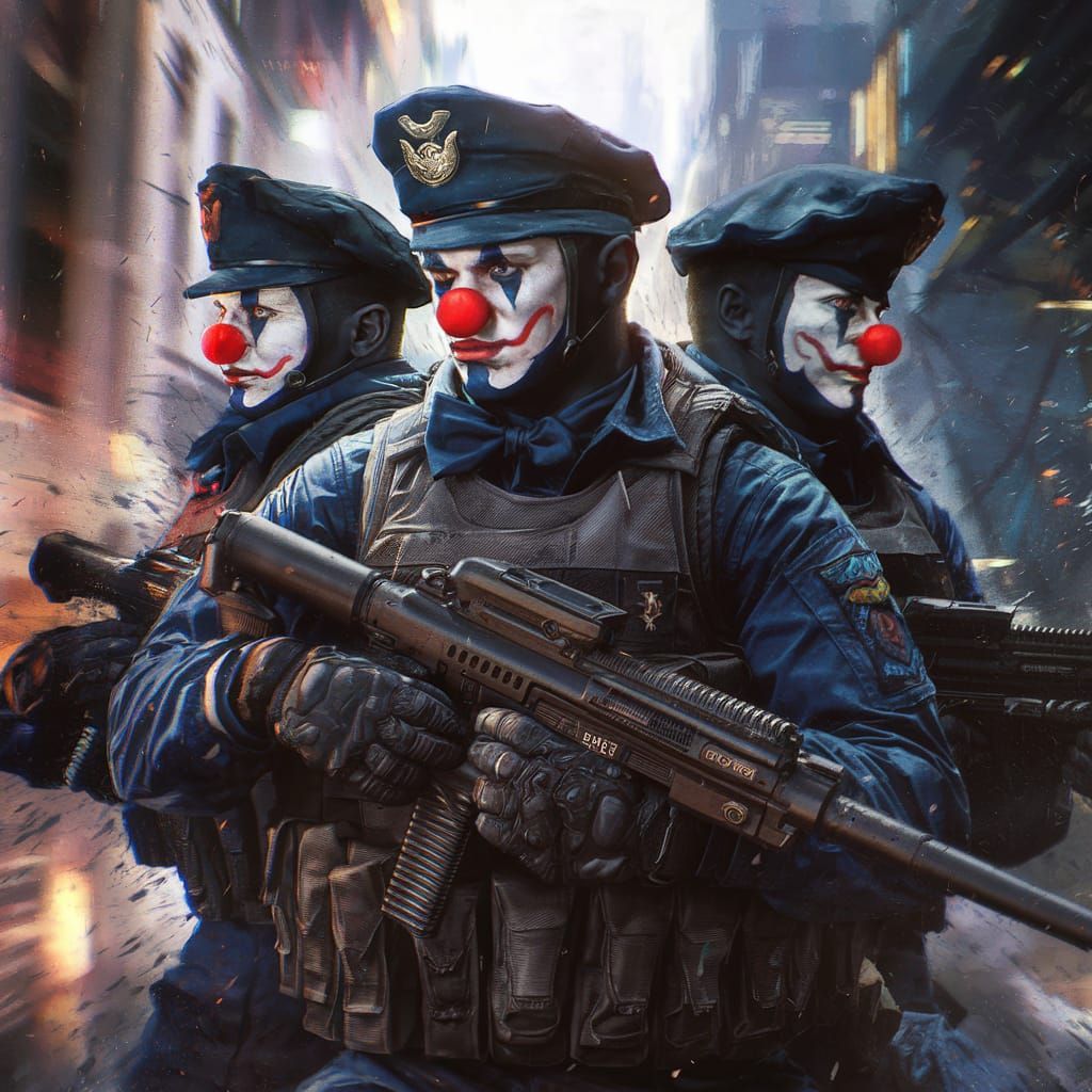 Navy Seal Team with Clown Makeup: 8K Concept Art