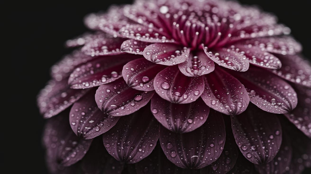 Dark Red Flower with Water Droplets in High Definition