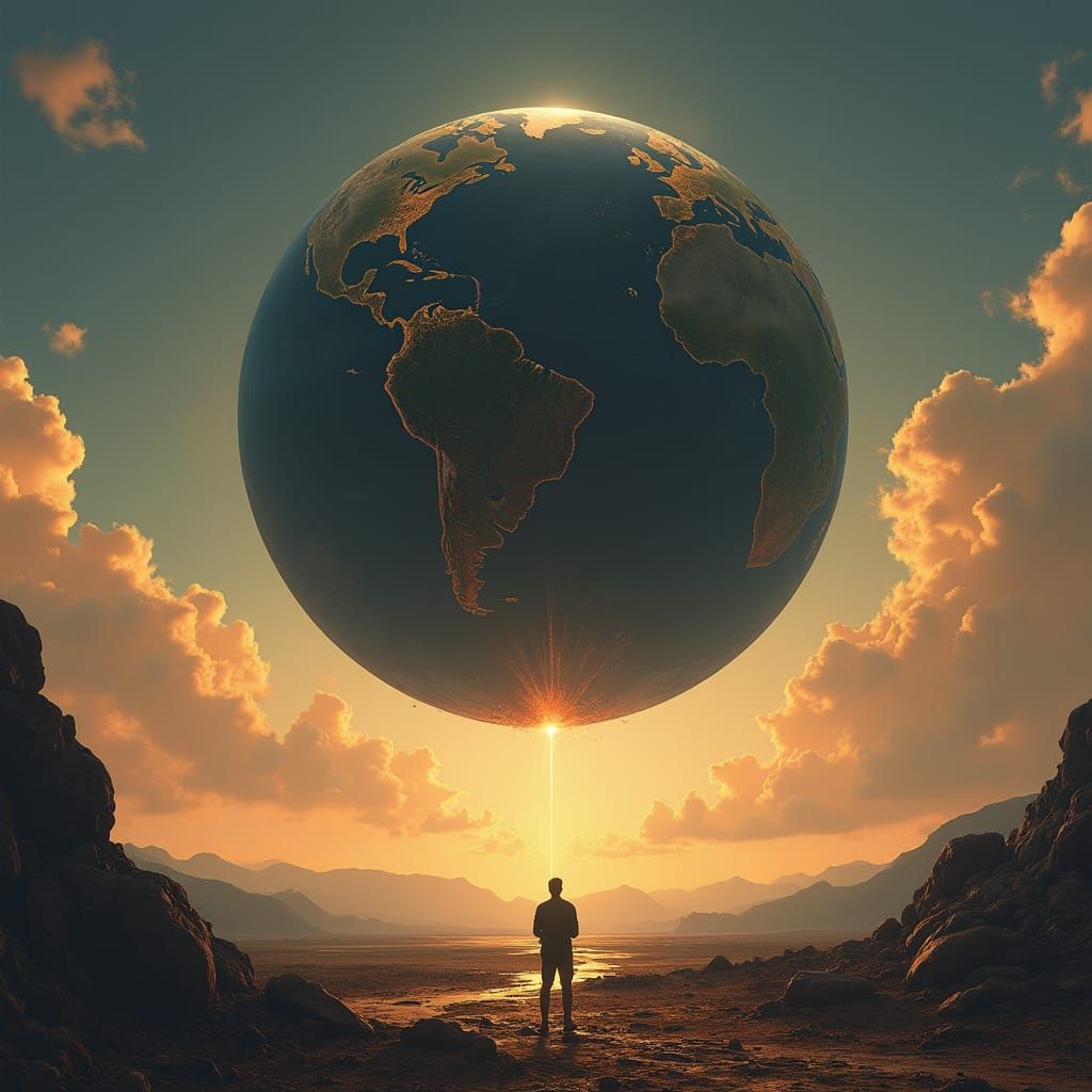 Surreal Earthscape in Daytime Sky