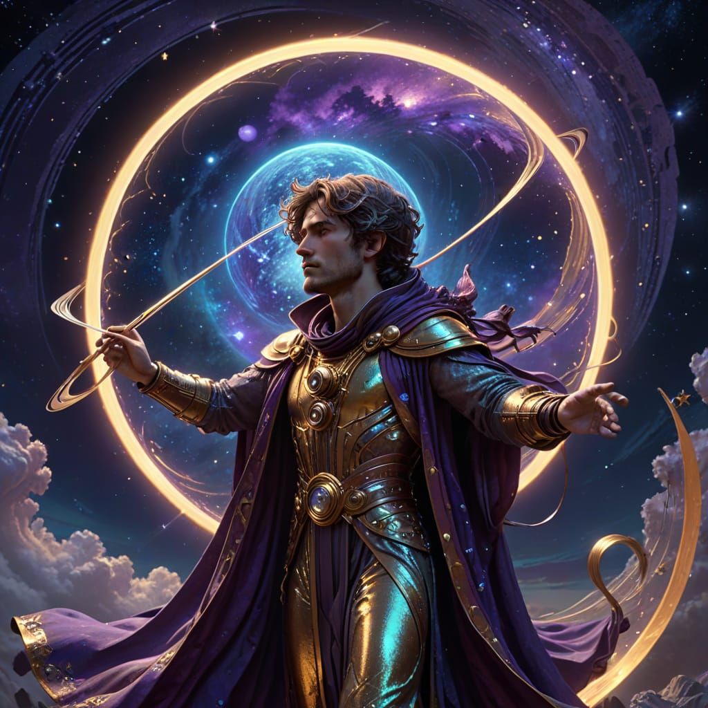 Celestial Musician Conducting Among Saturn's Rings