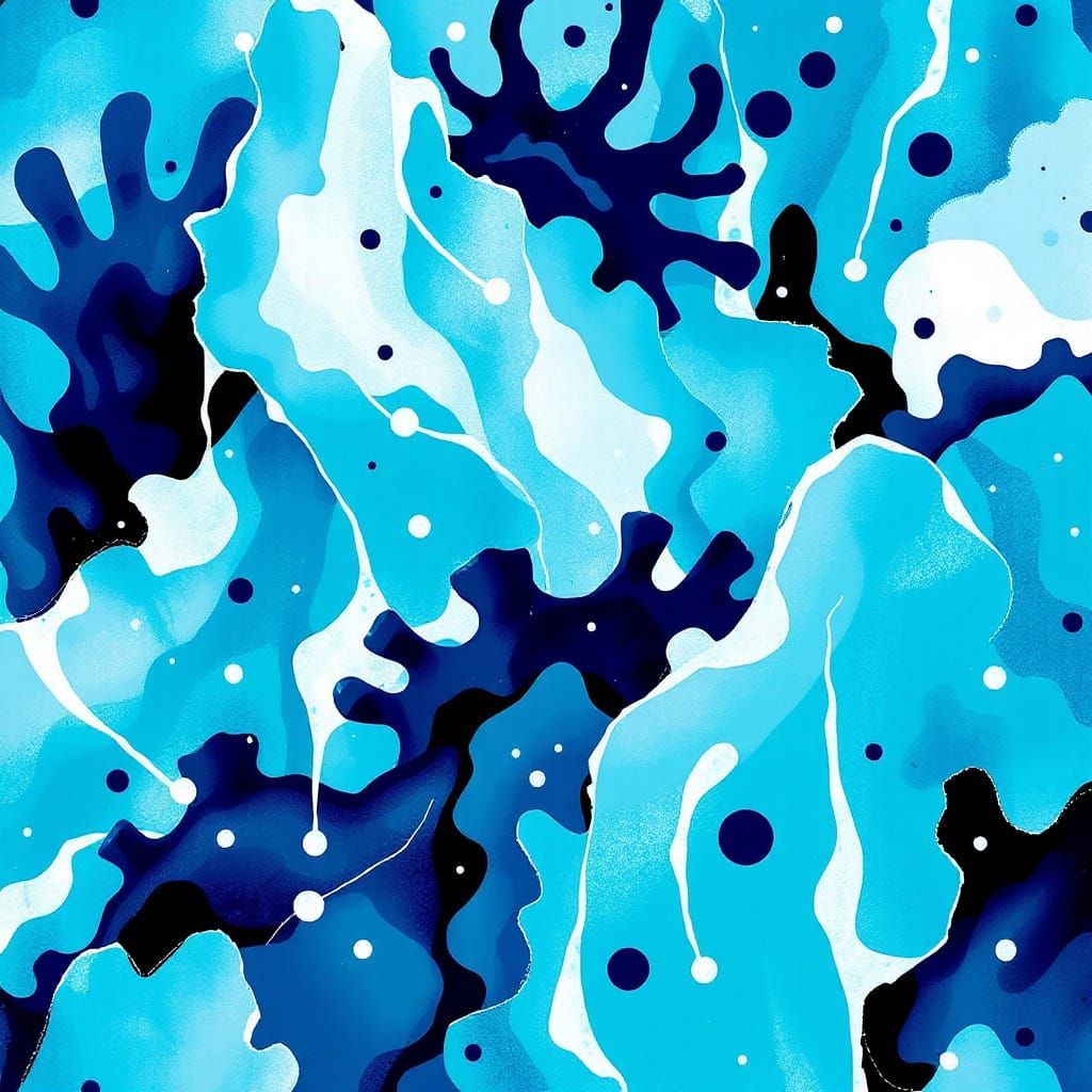 Abstract Wild Indigo and Aquamarine Composition