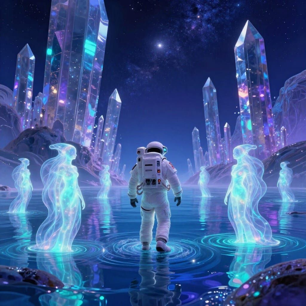 Astronaut Discovers Water People on Shimmering Alien Planet