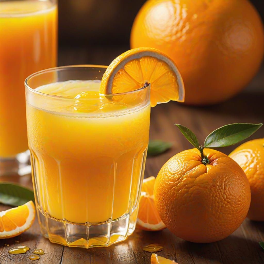 Fresh Orange Juice Still Life in Golden Light