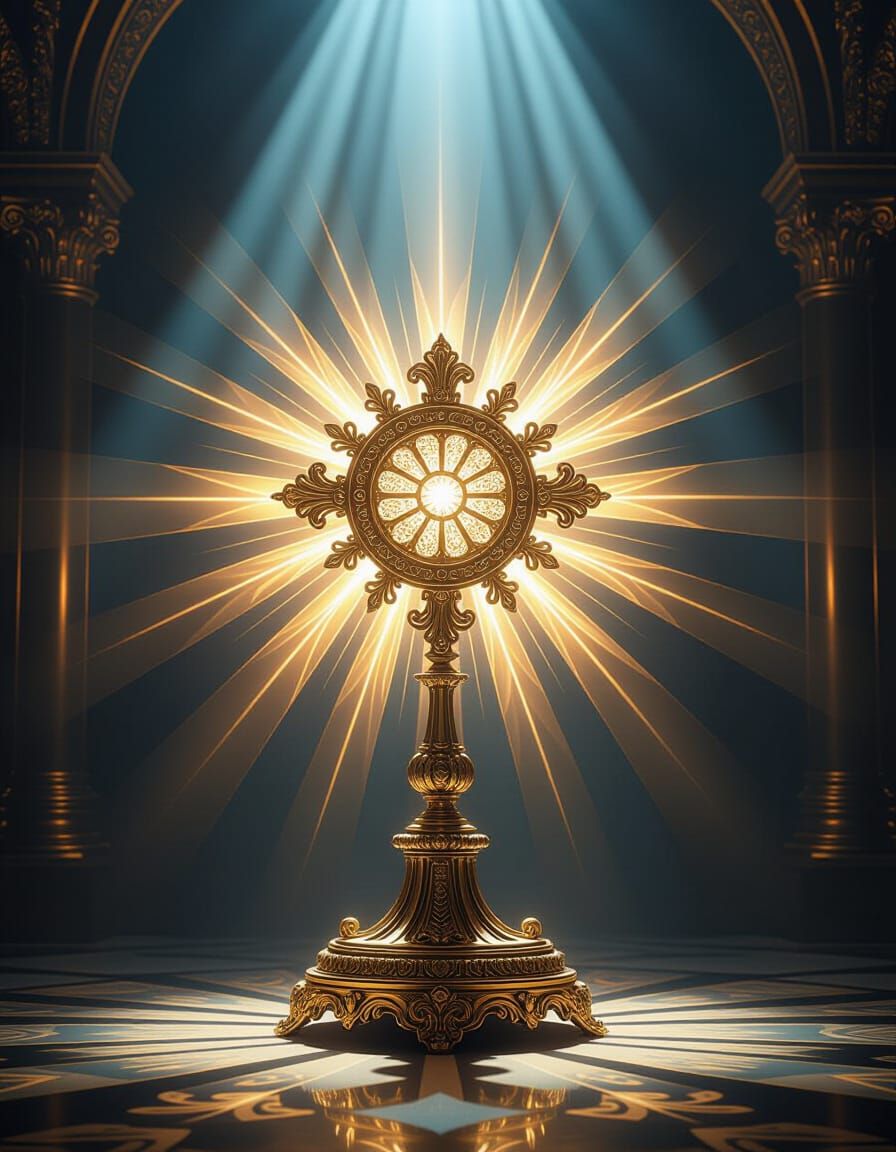 Ornate Monstrance Radiating Divine Light