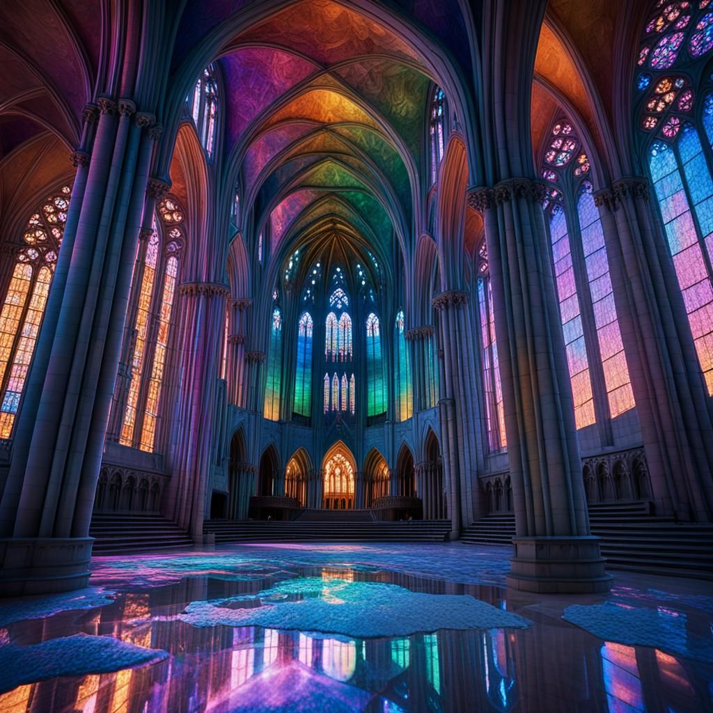 Melting Gothic Cathedral in Surrealist Style