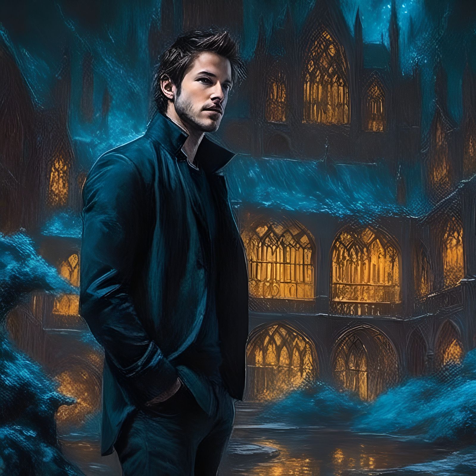 Bioluminescent Portrait at Hogwarts in Fantasy Style