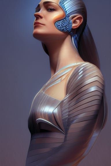 Symmetrical Portrait with Machine Parts, Digital Art