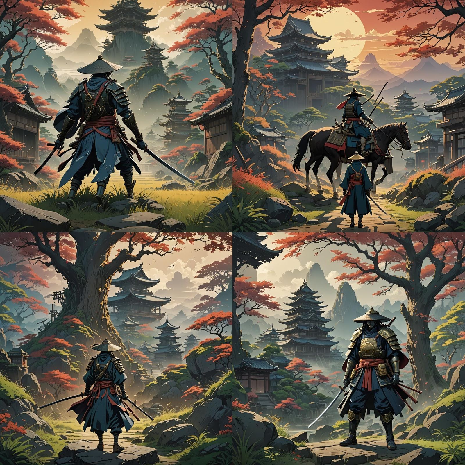 Shogun Samurai Cowboy Necromancer in Anime Style