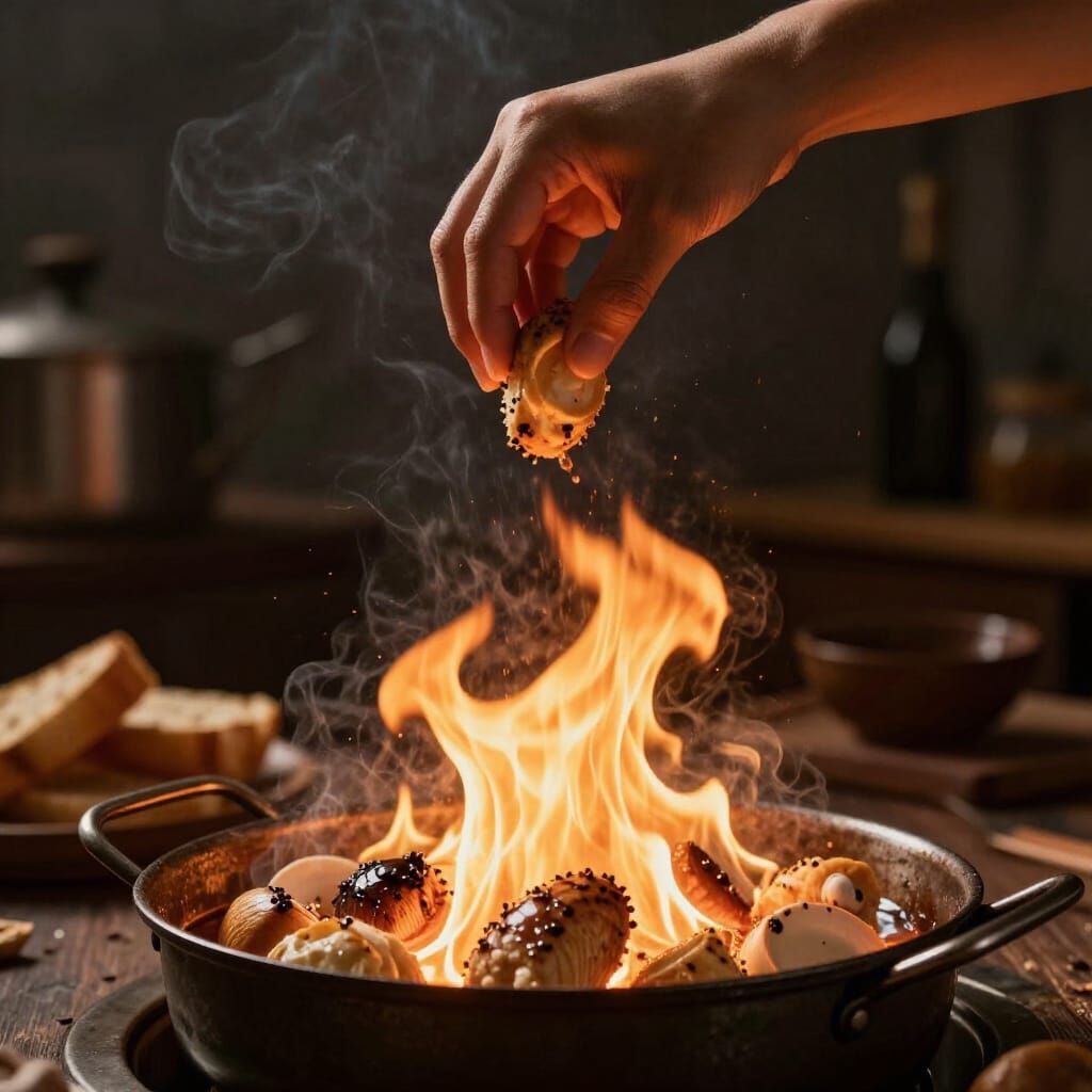 Hand Dropping Fiery Hot Objects