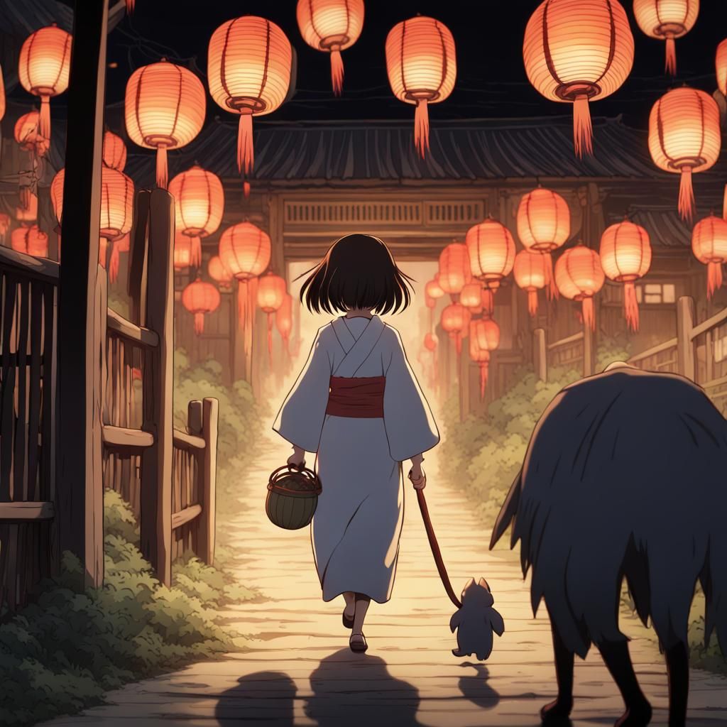 Chihiro in Spooky Ghibli Matsuri at Night