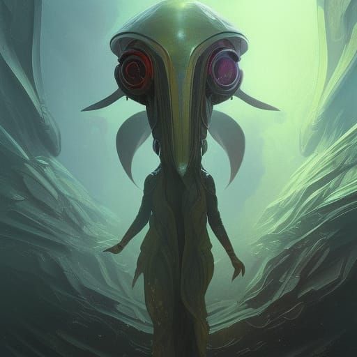 Winged Hooded Alien: Hyperdetailed Digital Art