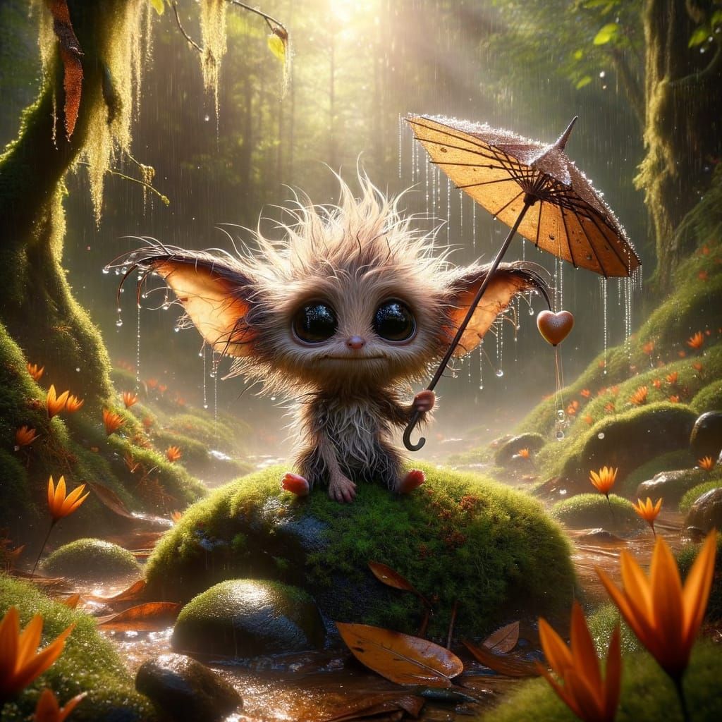 Enchanting Plush Pixie in Misty Forest, Splash Art