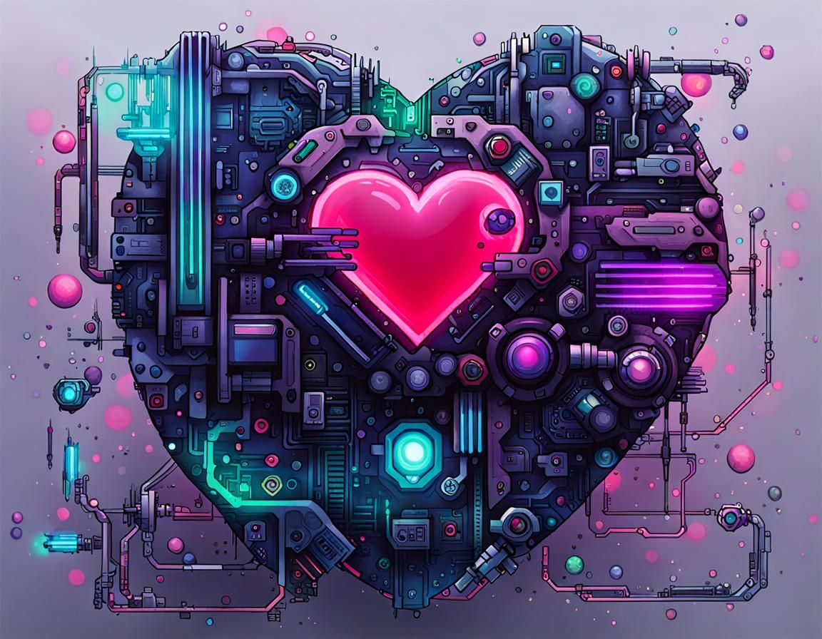 Cyberpunk Heart: Futuristic Digital Art