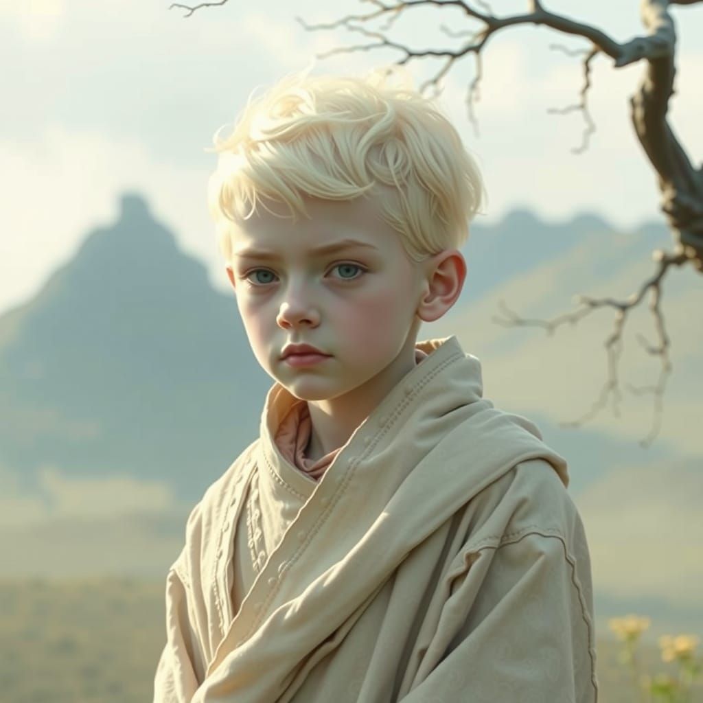 Enigmatic Figure in Serene Mythical Realm