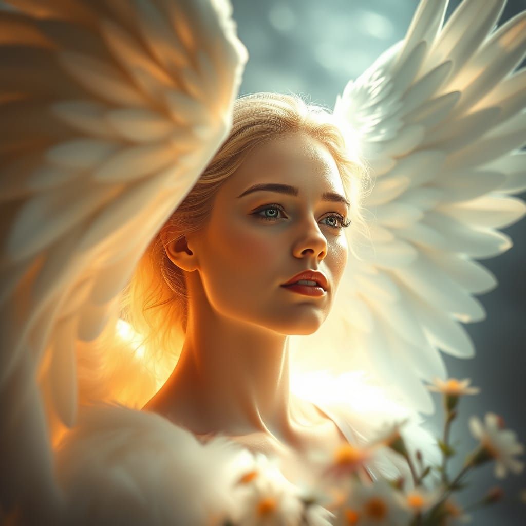 Radiant Angel in Heavenly Garden
