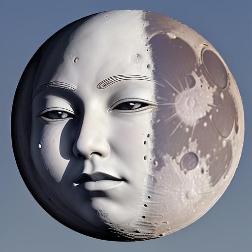 New Moon with Carved Face