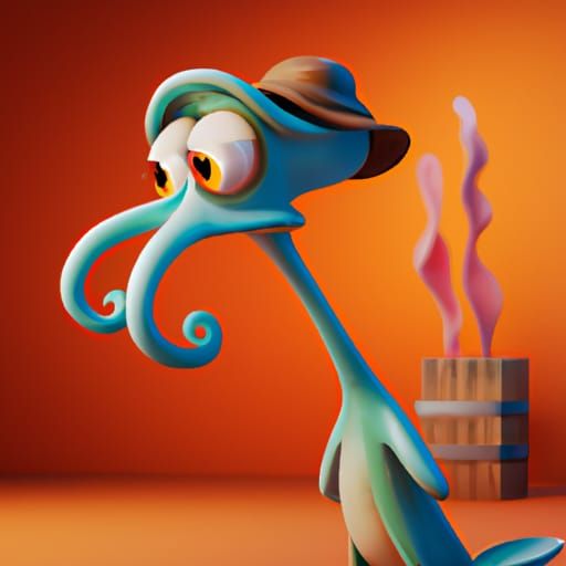 Squidward Tentacles as 3D Digital Art
