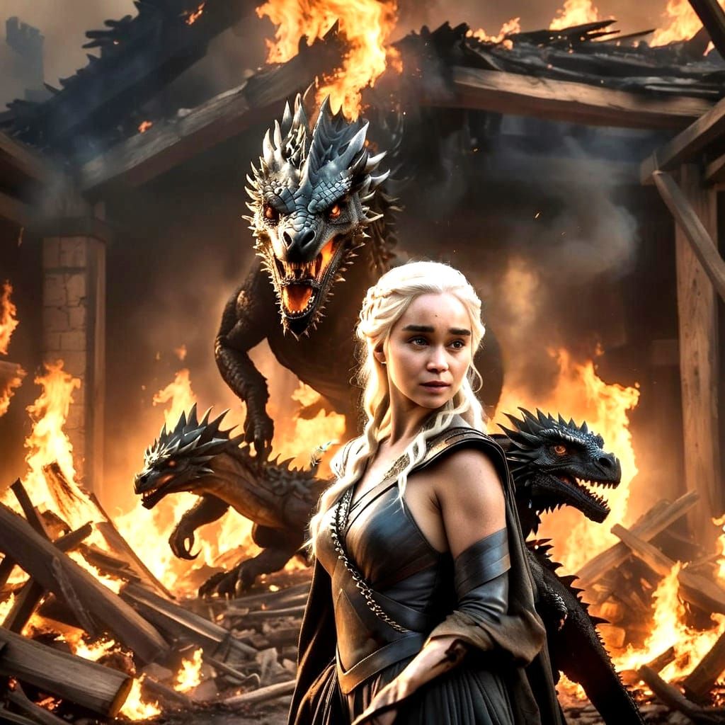 Daenerys Targaryen Emerges from Pyre with Baby Dragons