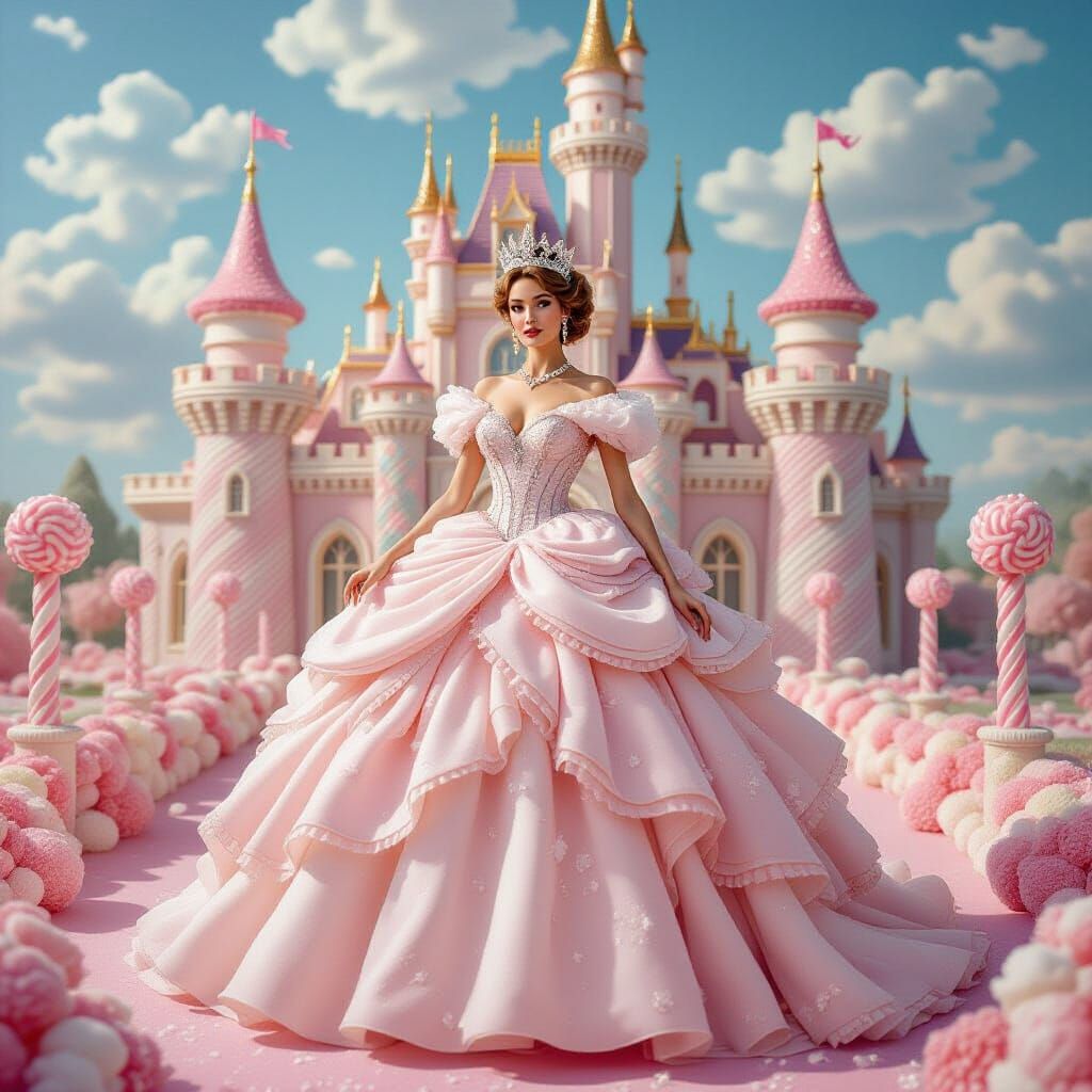Cotton Candy Palace Queen in Whimsical Style