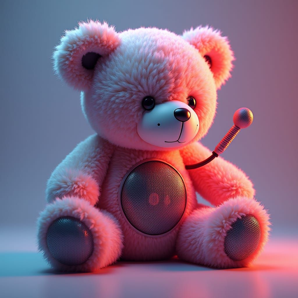 Teddy Bear Surveillance Device in Futuristic Style
