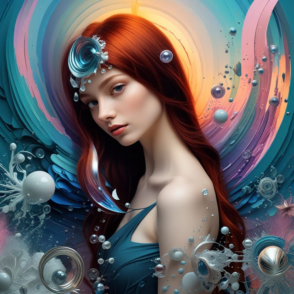 knolling Trompe l'oeil mirrors glass  iridescent fog laser b...