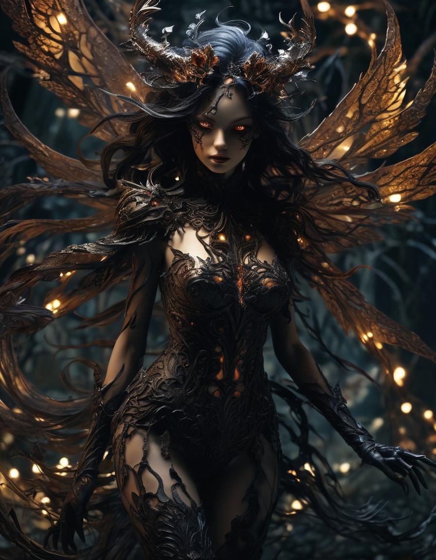 Elegant Shadow Elemental Fairy of the Dark