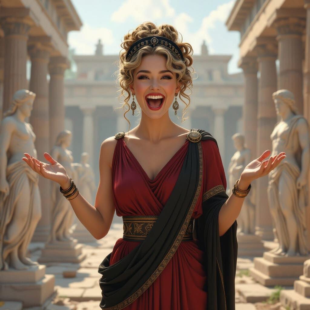 Goddess of Impiety's Mischief in Ancient Temple