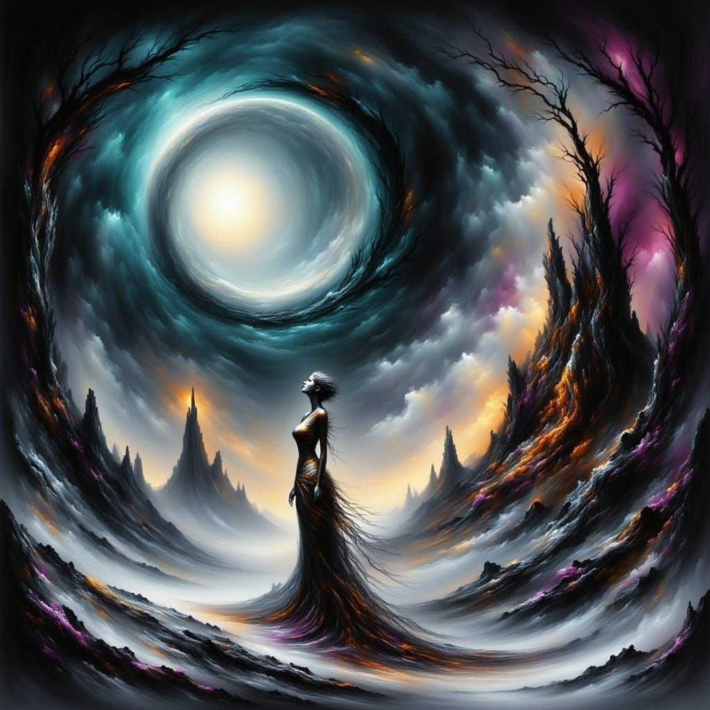 Cybernetic Figure on Alien Moon as Digital Art