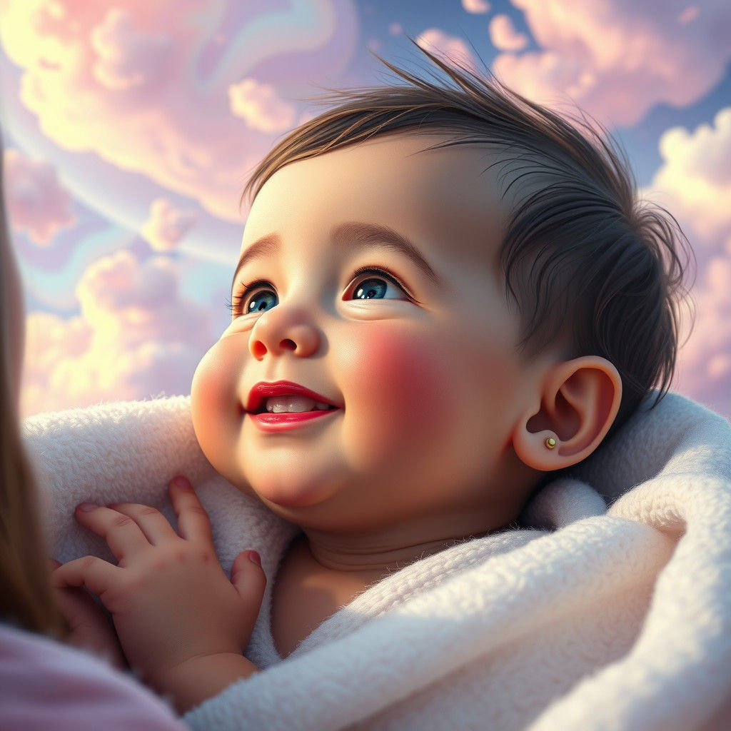 Adorable Baby Girl in Dreamlike Fantasy Art
