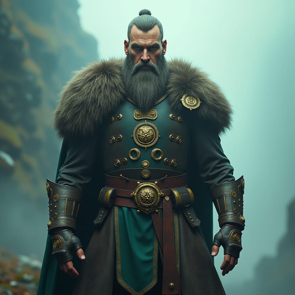 Heroic Viking Explorer in Mystical Landscape