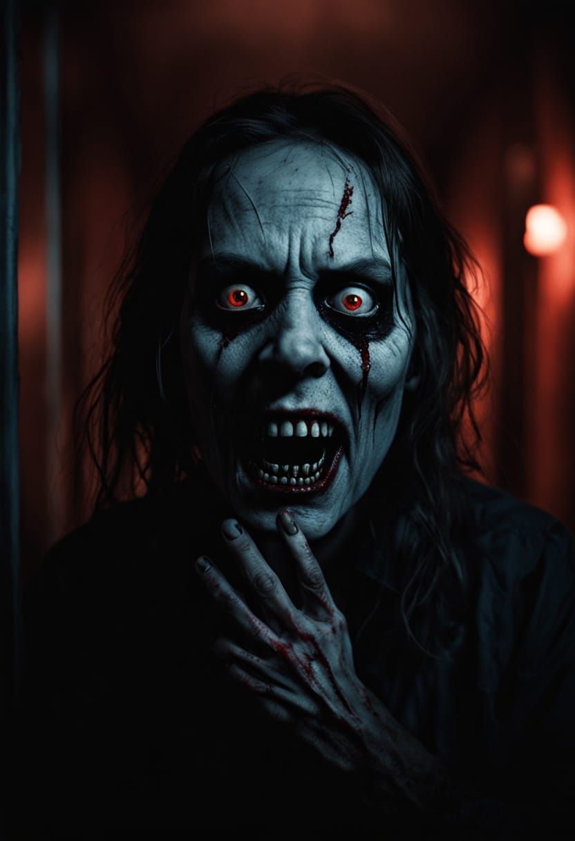 Terrifying Ghostly Demon in Dark Horror Movie Still