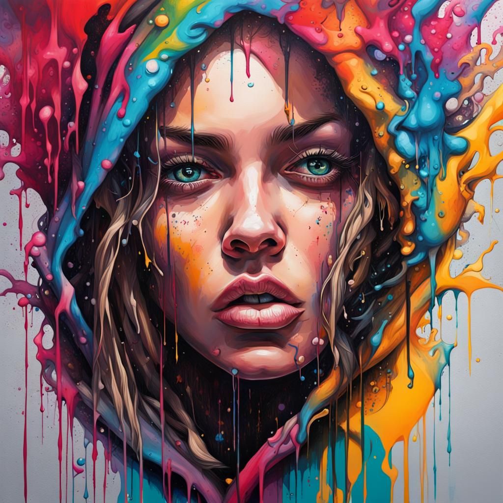Colorful Graffiti Art Female Portrait