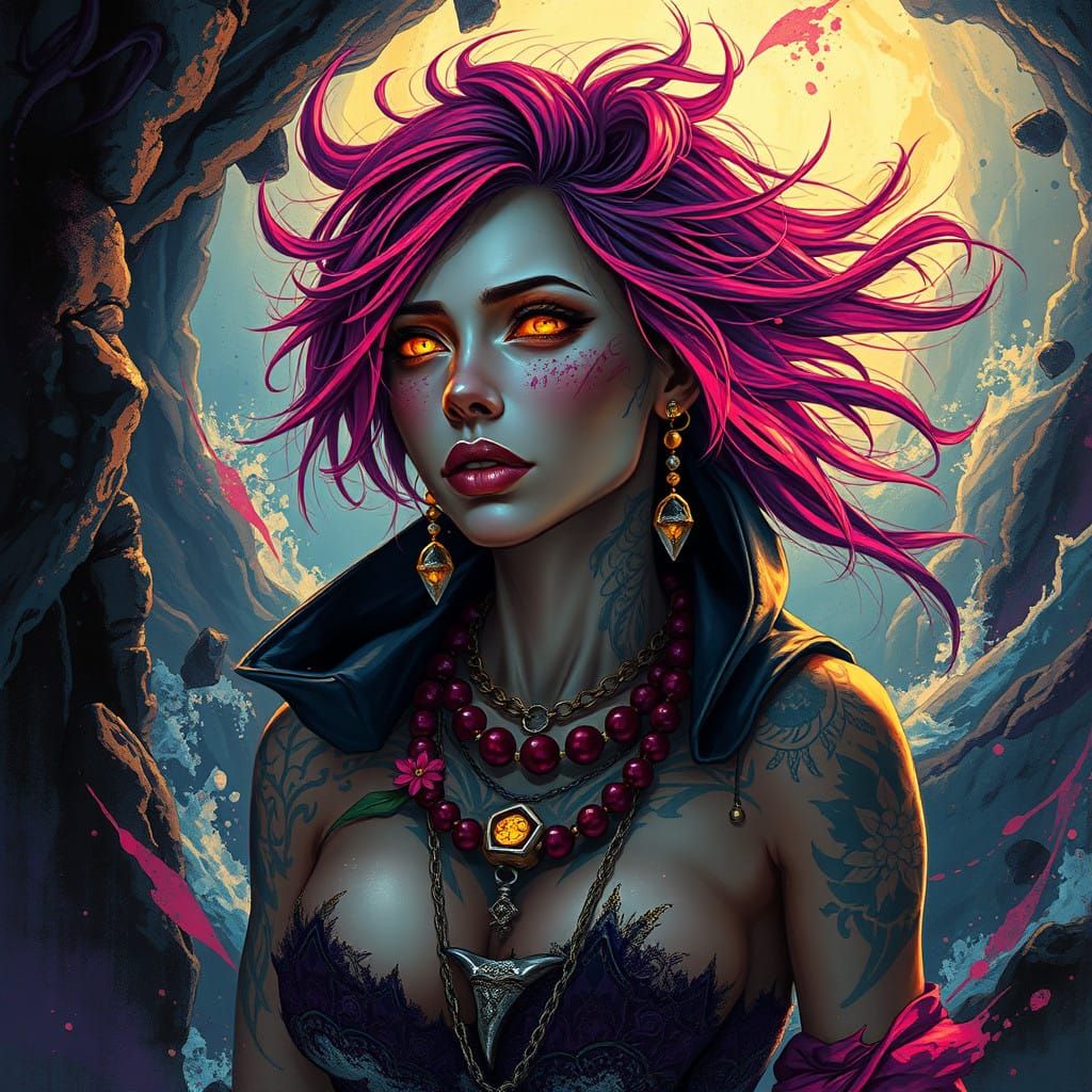 Ethereal Pirate Queen in Urbanpunk Chaos