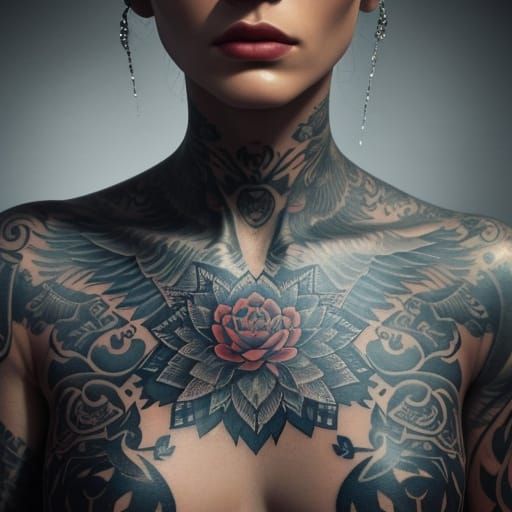Woman with Autonomy Tattoo in Surreal Portrait