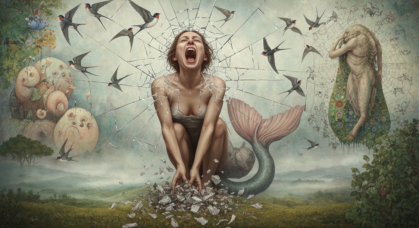 Angel of Memories Screaming Amid Broken Mirrors