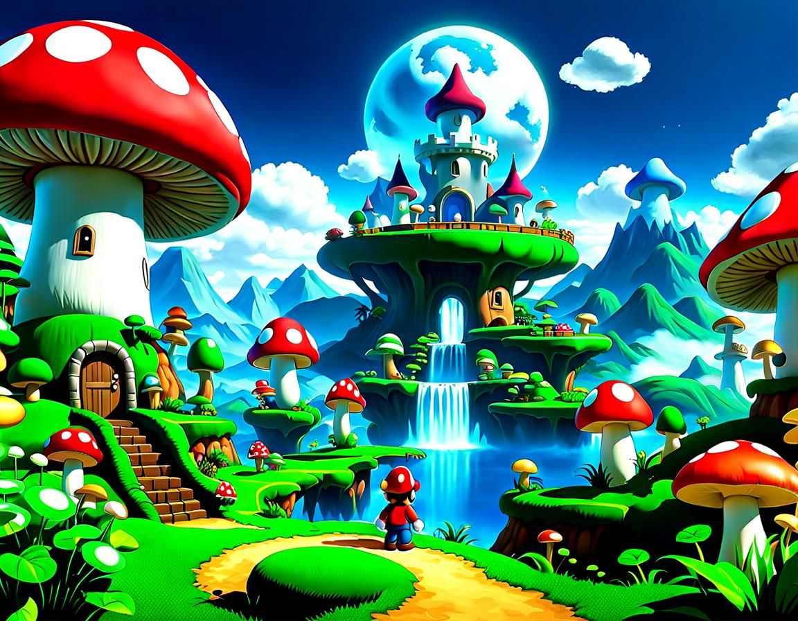 Mario Bros Mushroom Kingdom: Mystical Video Game World