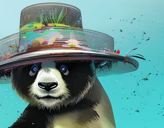 Panda in Pool: 3D Digital Art