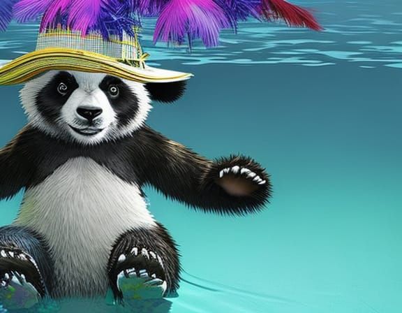 Panda in Pool: 3D Digital Art Concept