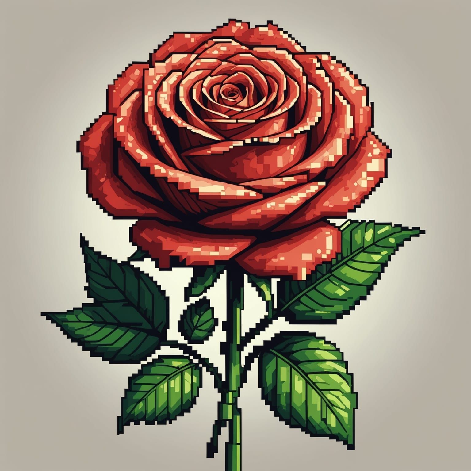 Pixel Art Rose Illustration