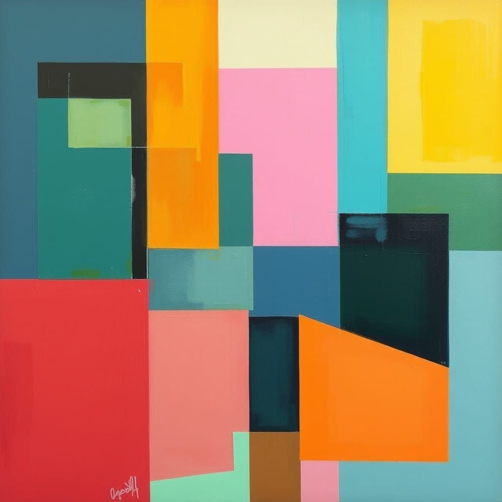 Expressionist Masterpiece with Neon Accents and Geometric Sh...