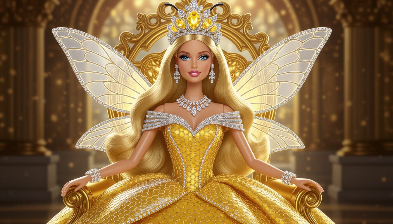 Opulent Bee Queen Barbie in Golden Garden