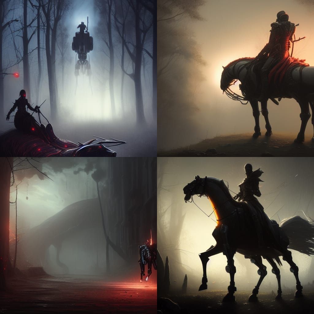 Headless Horseman Robot in Dark Fantasy Style