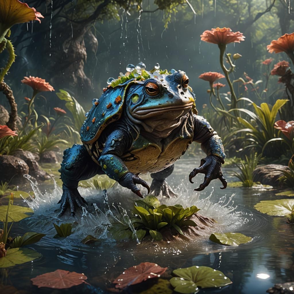 Beelzebufo Mount in Cretaceous Landscape