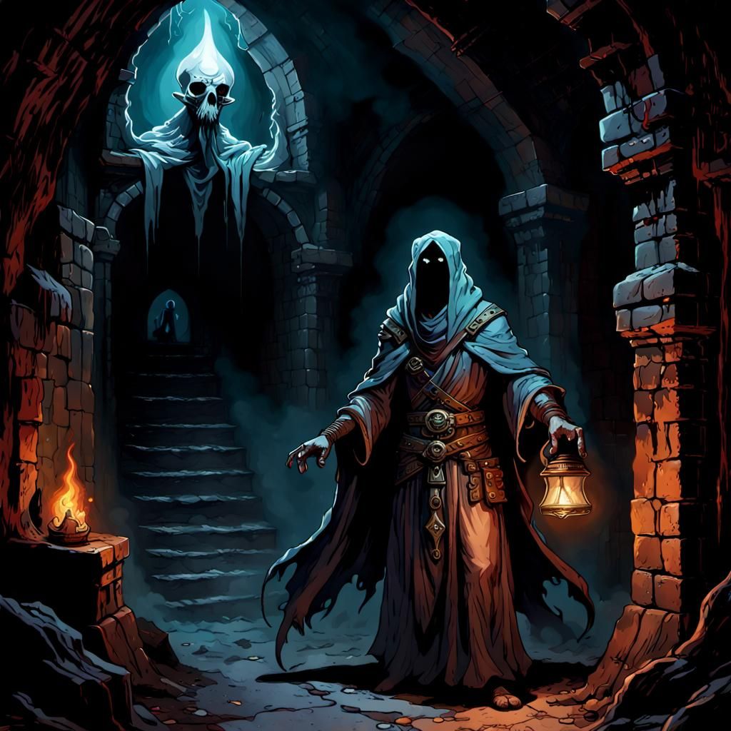 Mysterious Ghost in Underground DnD Dungeon